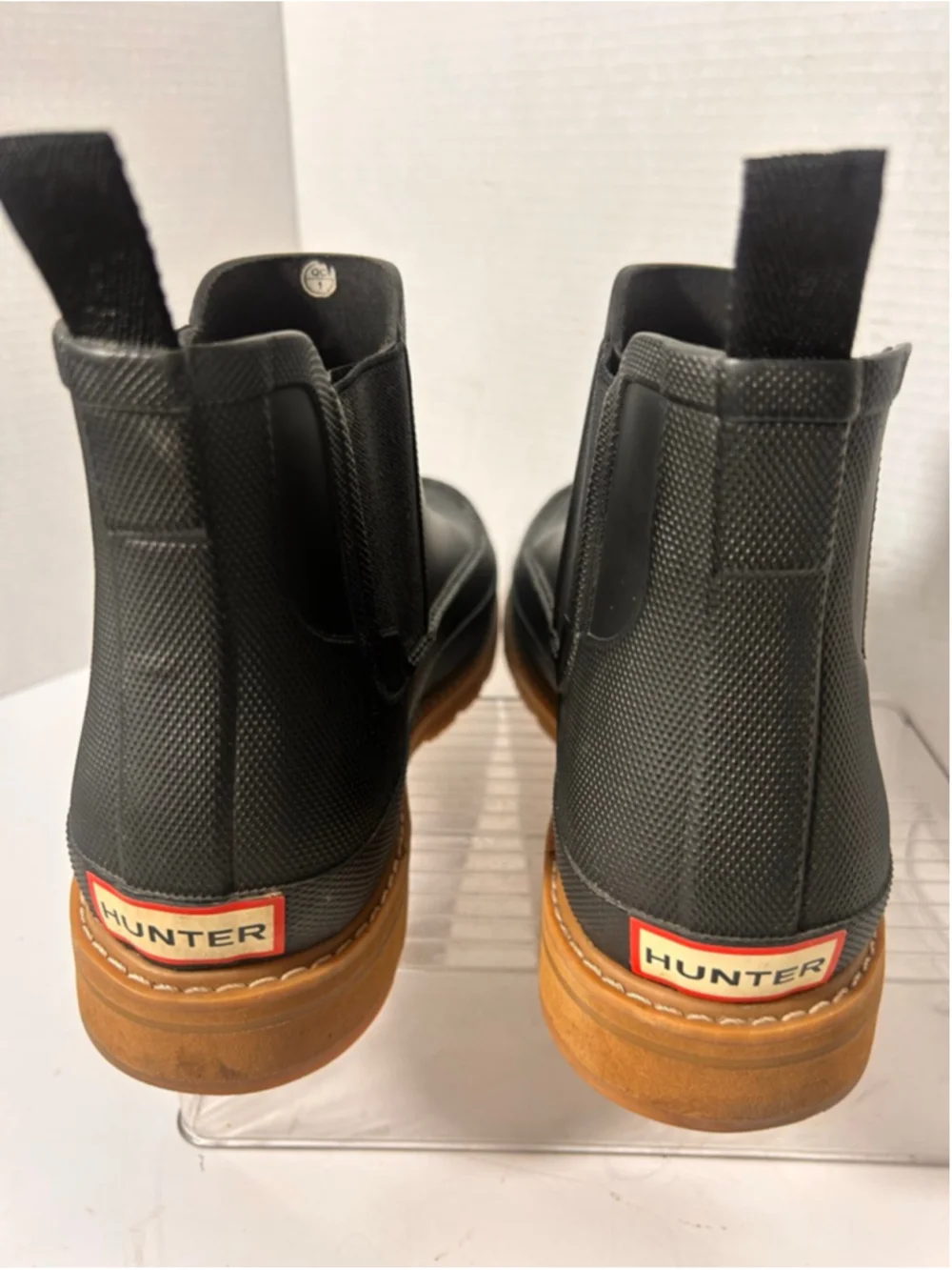 Men's Hunter Chelsea Moc Toe Black Rain Boots Size 11 Gum Soles